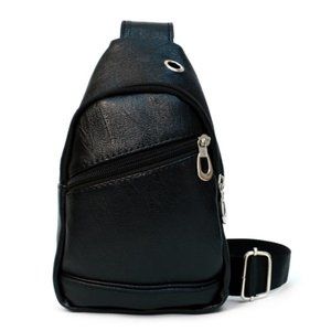 Mini Black Slingback Backpack- Faux Leather Unisex